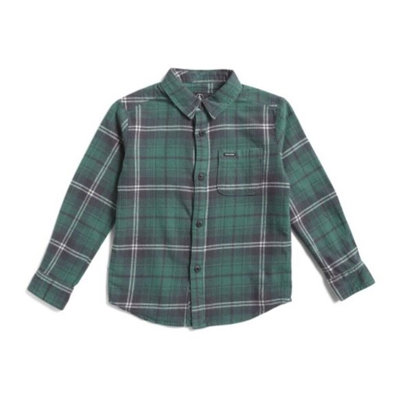NWT Volcom Green Flannel Shirt Boys L/S Plaid Button Down Size 5 - Picture 1 of 4